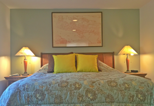 The Guest Room: Lake Union - Cute studio right across the street from Lake Union & Seattle houseboats. Private patio, living room w/gas fireplace, king bed, TV/DVD/WIFI. Close to downtown, UW, Capitol Hill & easy access to I-5.